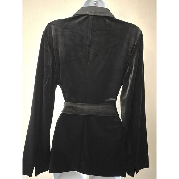 Quiet Luxury J.Jill Blazer Size M Wearever Velvet Black Belted One-Button Jacket - Picture 3 of 14